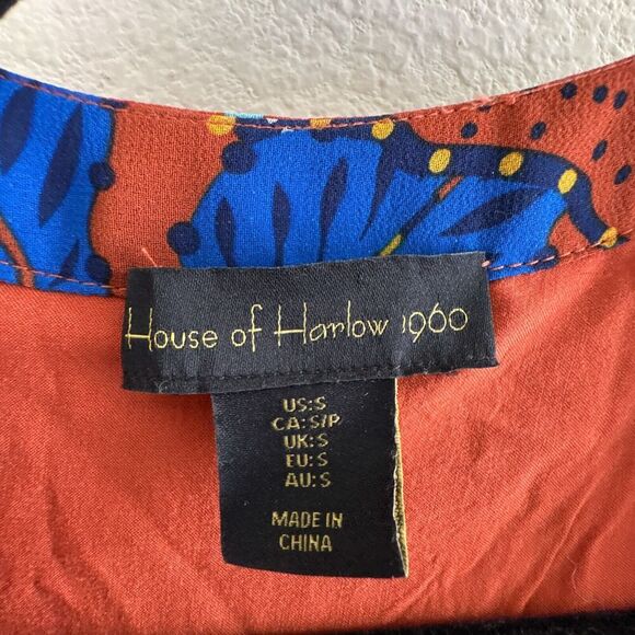 House of Harlow Maxi Tiered Floral Rustic Boho Long Sleeve Dress Size Small - Picture 3 of 14